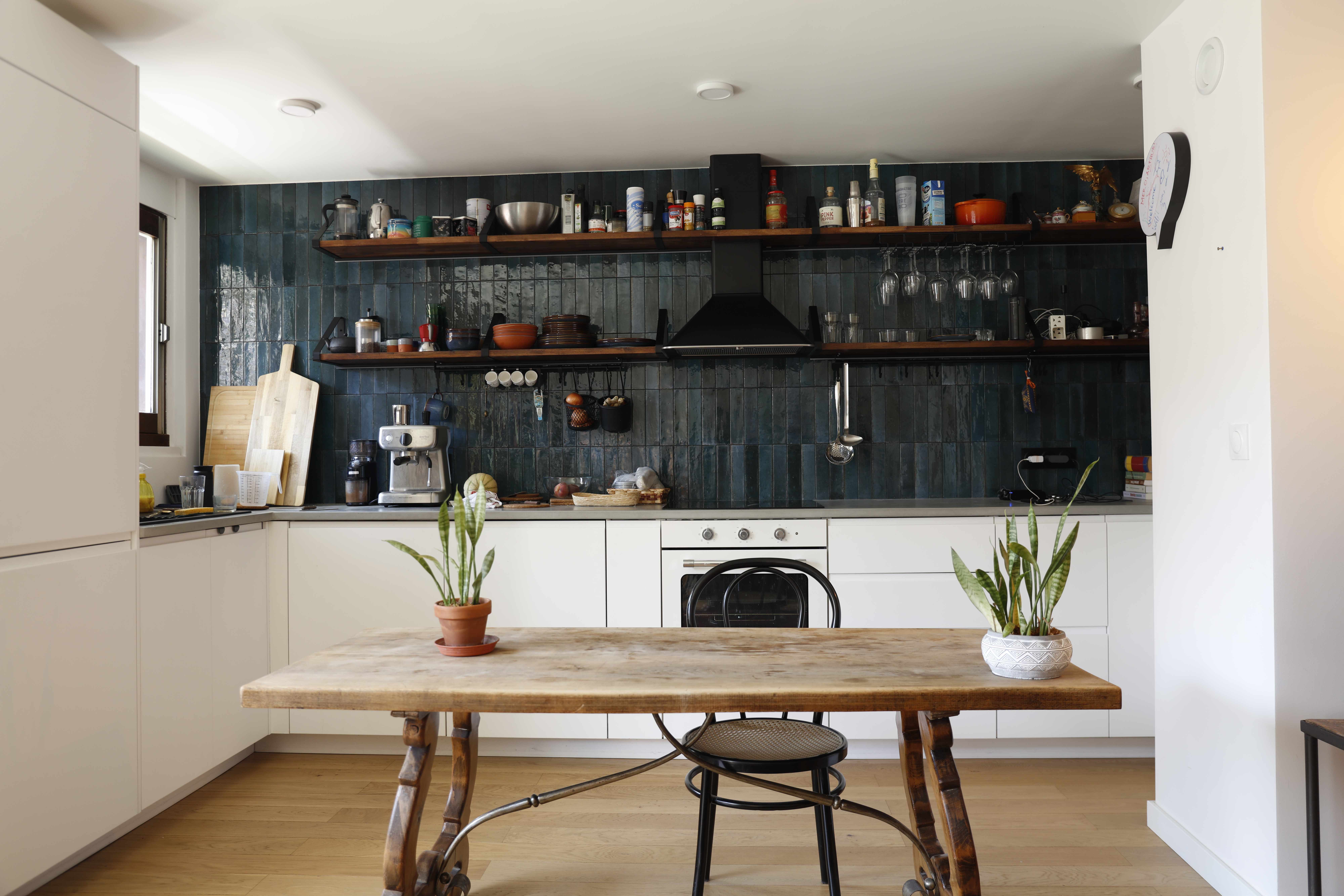 Kitchen area with espresso machine